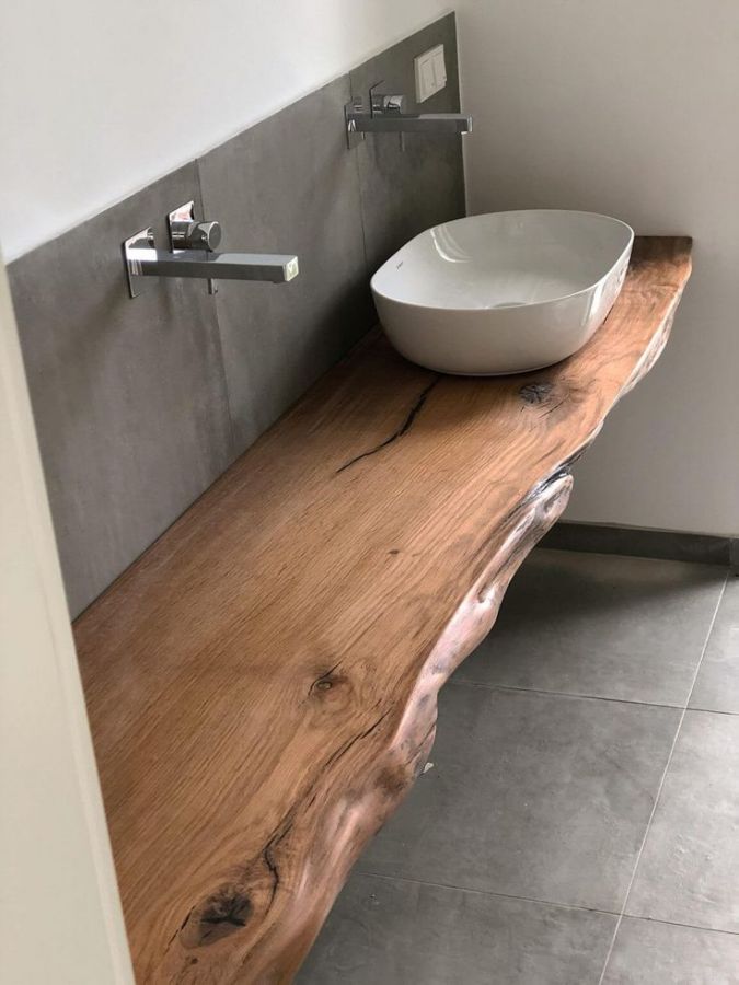 Blat baie din stejar masiv - live edge natural - 160x50 cm